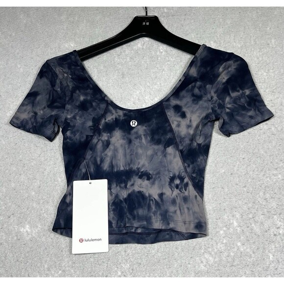 Lululemon Align Tee Size 2 Navy Blue Tie Dye Shirt Short Sleeve $74 NWT Active - Picture 5 of 9